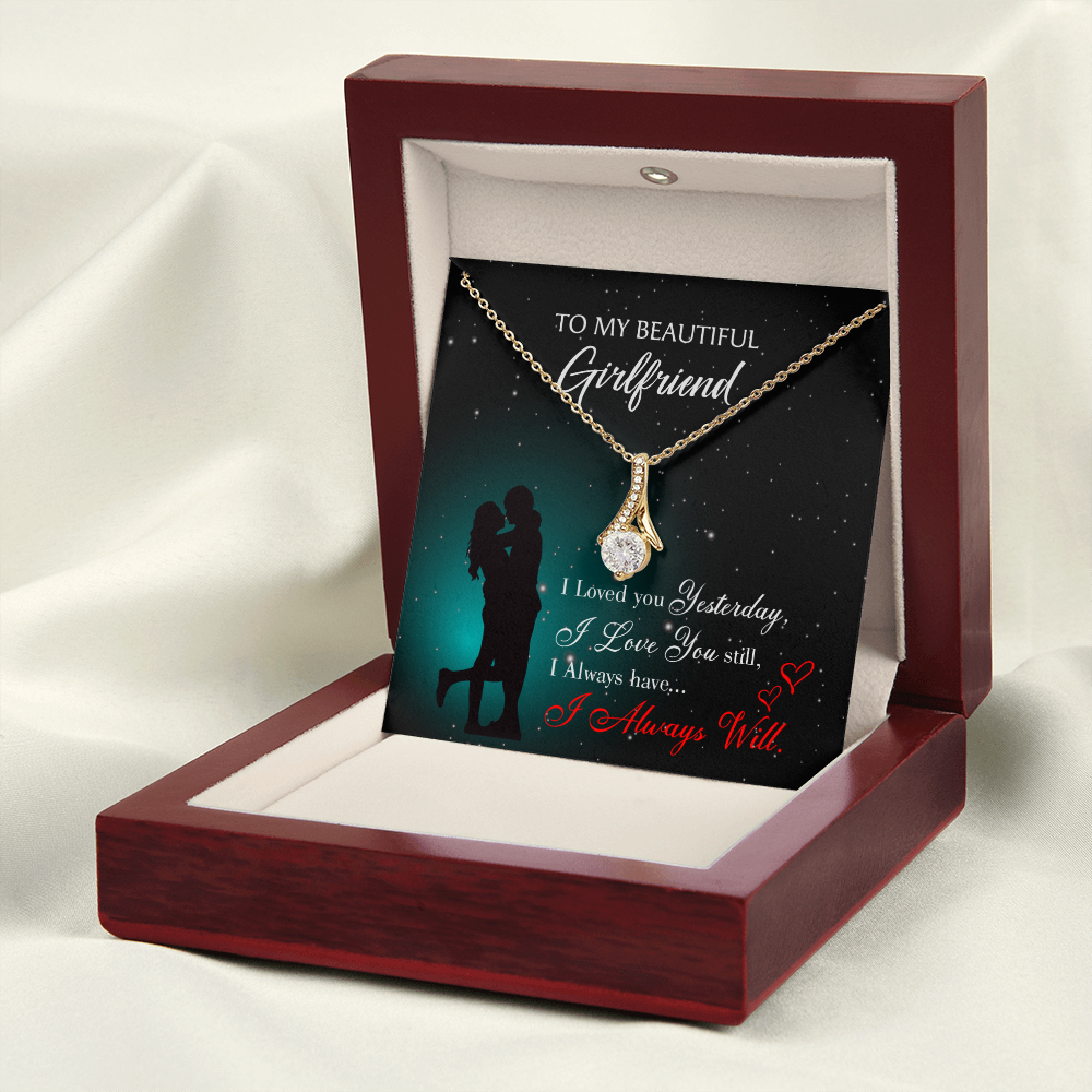 To My Girlfriend I Love You Forever Alluring Ribbon Necklace Message Card-Express Your Love Gifts