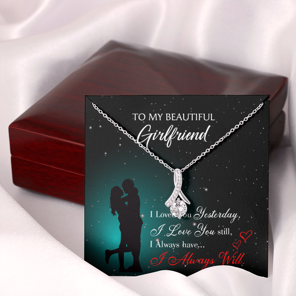 To My Girlfriend I Love You Forever Alluring Ribbon Necklace Message Card-Express Your Love Gifts