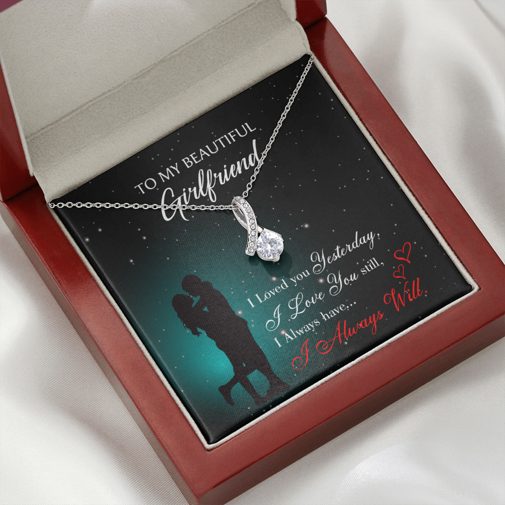 To My Girlfriend I Love You Forever Alluring Ribbon Necklace Message Card-Express Your Love Gifts