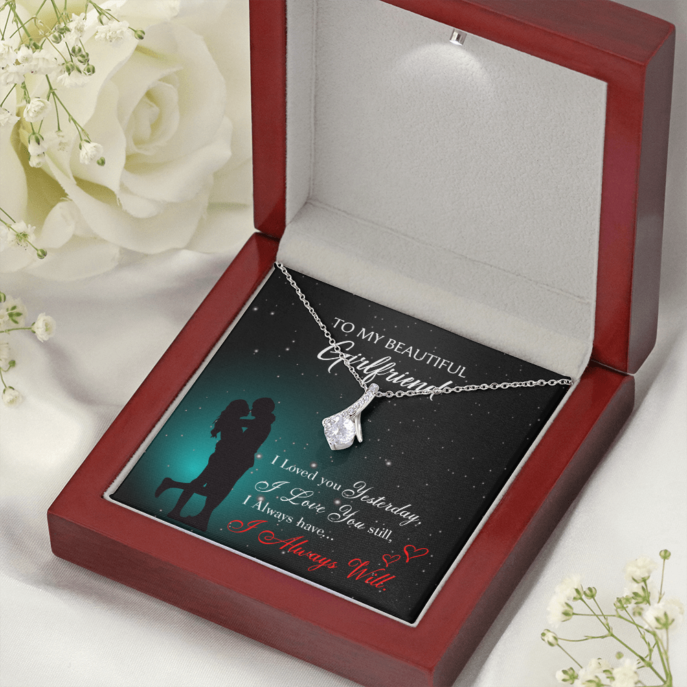 To My Girlfriend I Love You Forever Alluring Ribbon Necklace Message Card-Express Your Love Gifts