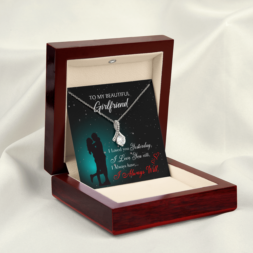 To My Girlfriend I Love You Forever Alluring Ribbon Necklace Message Card-Express Your Love Gifts