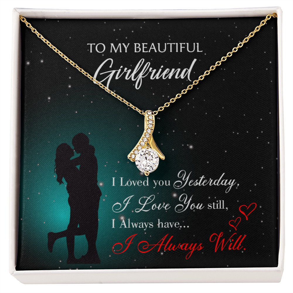 To My Girlfriend I Love You Forever Alluring Ribbon Necklace Message Card-Express Your Love Gifts