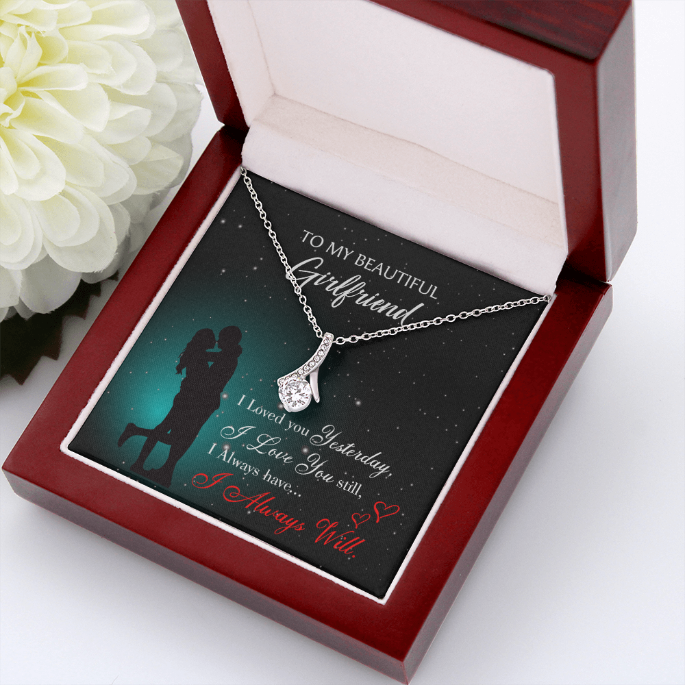 To My Girlfriend I Love You Forever Alluring Ribbon Necklace Message Card-Express Your Love Gifts