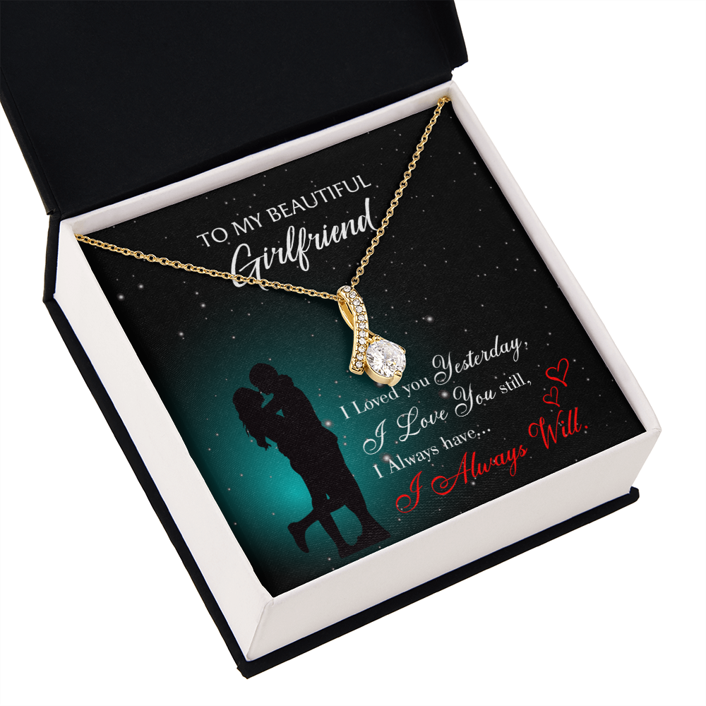 To My Girlfriend I Love You Forever Alluring Ribbon Necklace Message Card-Express Your Love Gifts