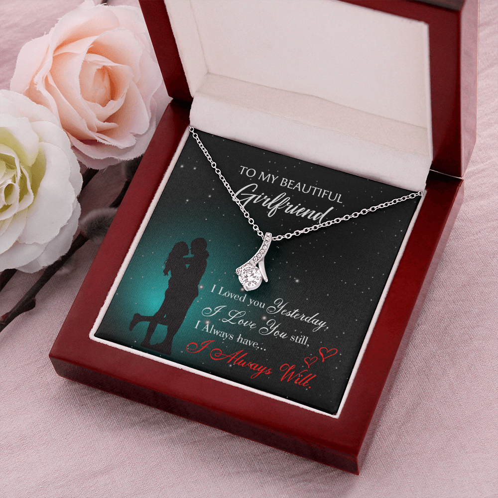 To My Girlfriend I Love You Forever Alluring Ribbon Necklace Message Card-Express Your Love Gifts