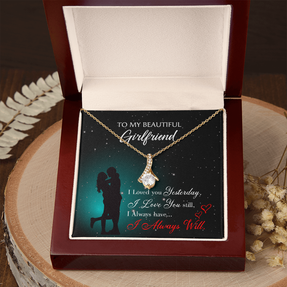 To My Girlfriend I Love You Forever Alluring Ribbon Necklace Message Card-Express Your Love Gifts