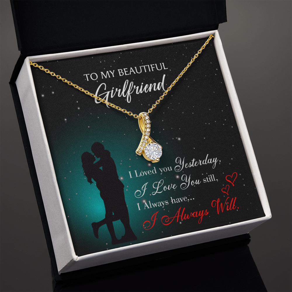 To My Girlfriend I Love You Forever Alluring Ribbon Necklace Message Card-Express Your Love Gifts
