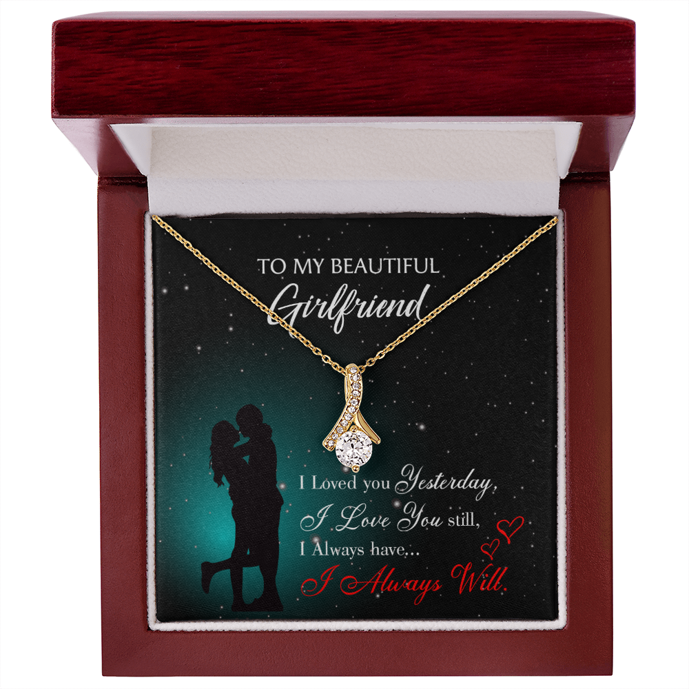 To My Girlfriend I Love You Forever Alluring Ribbon Necklace Message Card-Express Your Love Gifts