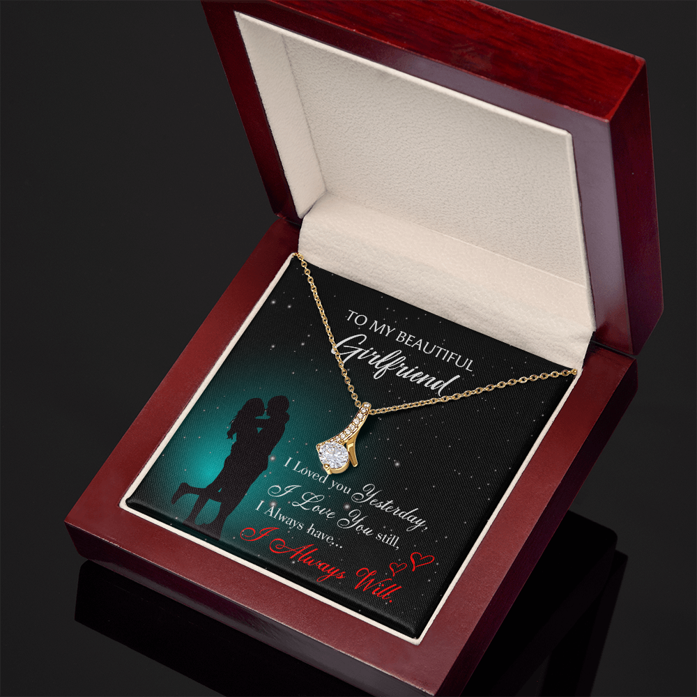 To My Girlfriend I Love You Forever Alluring Ribbon Necklace Message Card-Express Your Love Gifts