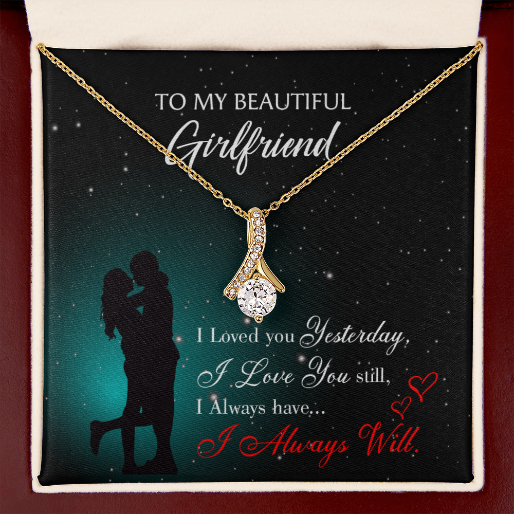 To My Girlfriend I Love You Forever Alluring Ribbon Necklace Message Card-Express Your Love Gifts