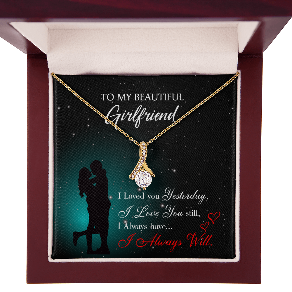 To My Girlfriend I Love You Forever Alluring Ribbon Necklace Message Card-Express Your Love Gifts