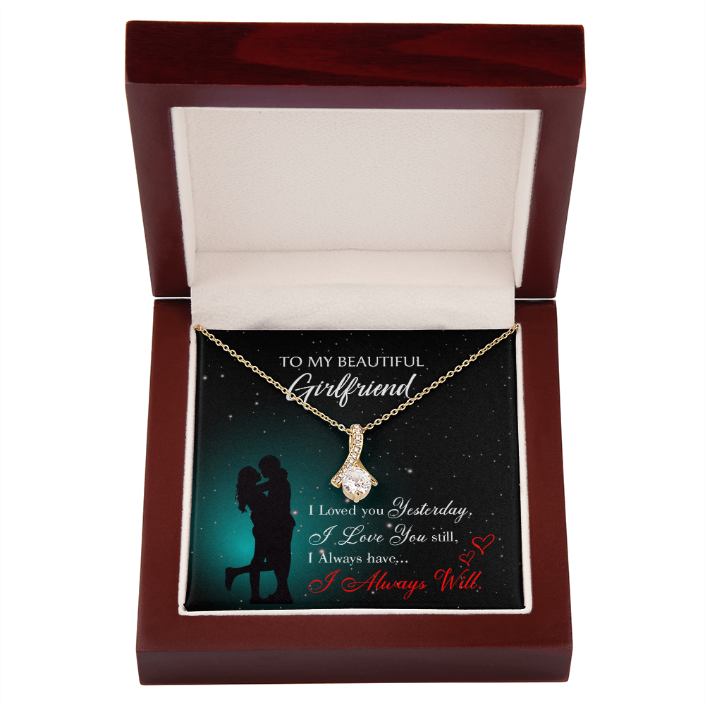 To My Girlfriend I Love You Forever Alluring Ribbon Necklace Message Card-Express Your Love Gifts