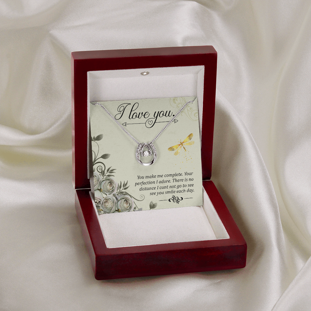 To My Girlfriend I love you Lucky Horseshoe Necklace Message Card 14k w CZ Crystals-Express Your Love Gifts