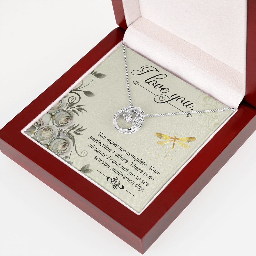 To My Girlfriend I love you Lucky Horseshoe Necklace Message Card 14k w CZ Crystals-Express Your Love Gifts