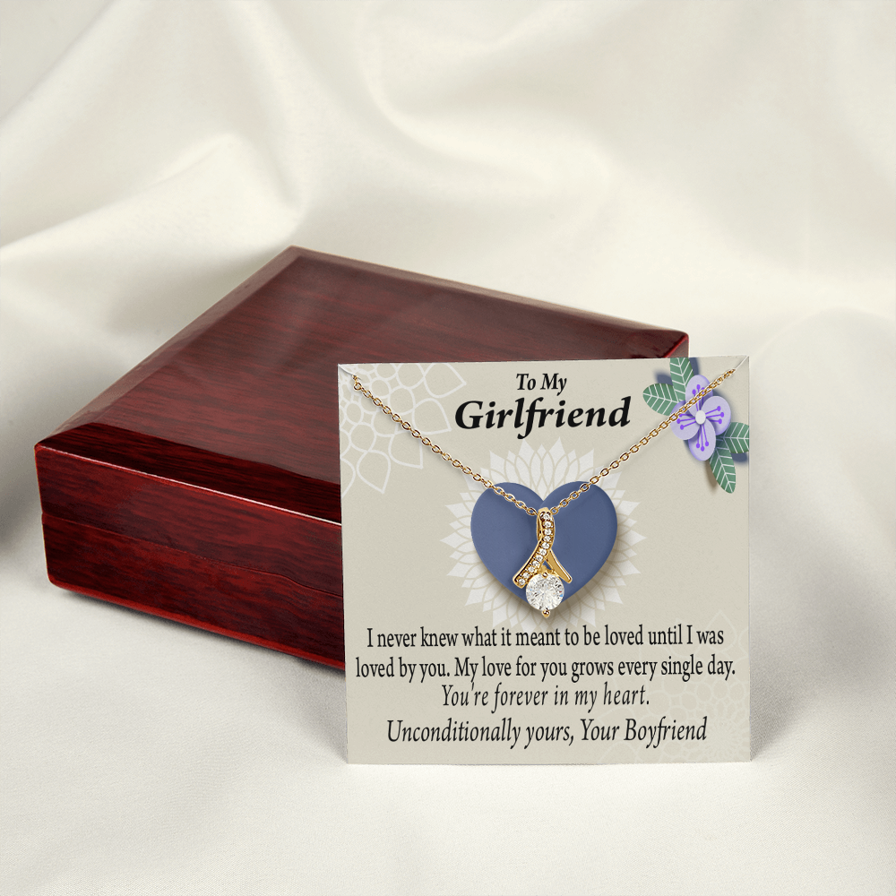 To My Girlfriend I Love You More Every Day Alluring Ribbon Necklace Message Card-Express Your Love Gifts