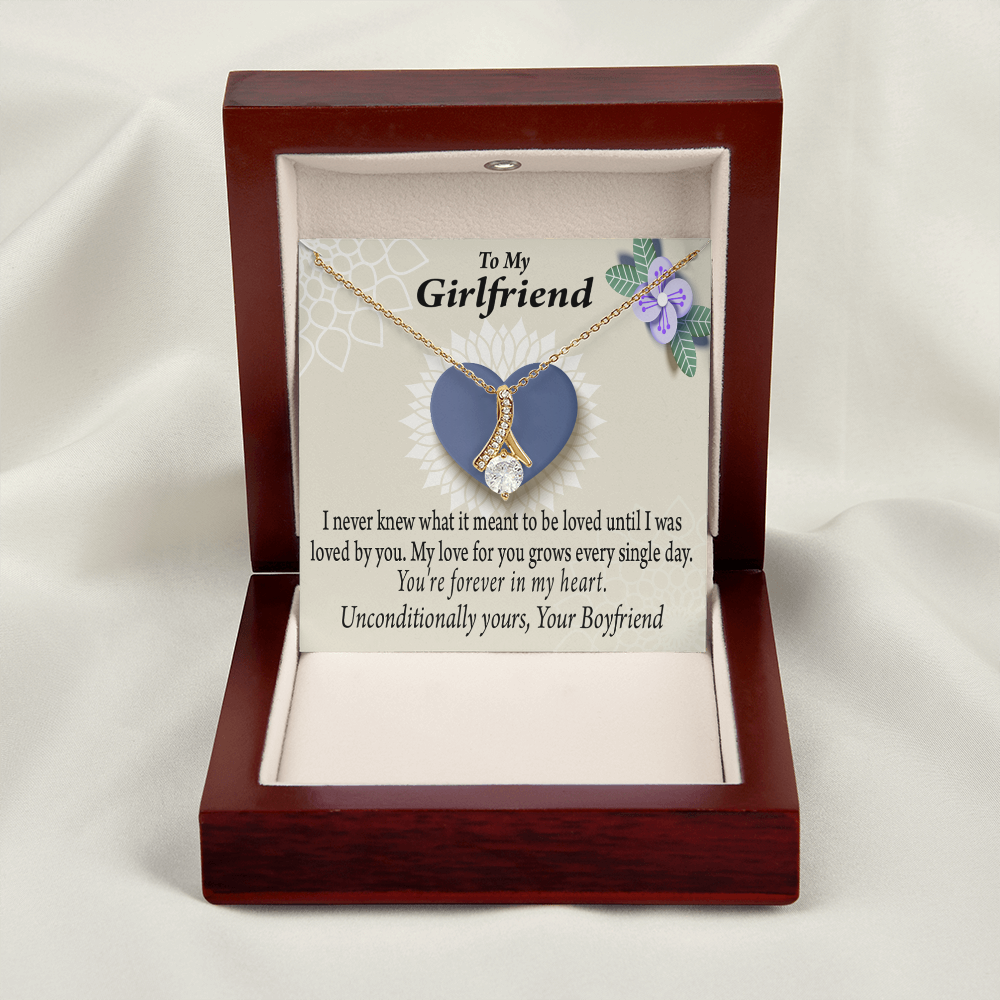 To My Girlfriend I Love You More Every Day Alluring Ribbon Necklace Message Card-Express Your Love Gifts