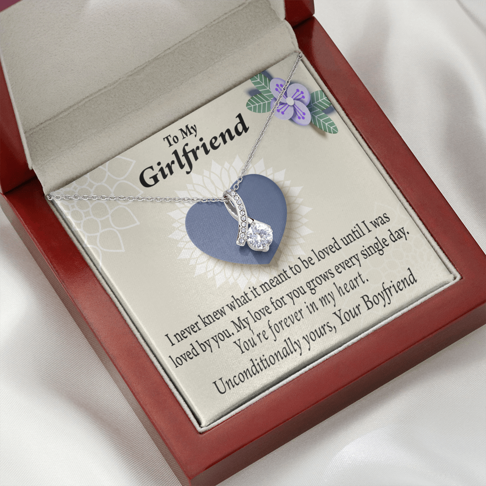 To My Girlfriend I Love You More Every Day Alluring Ribbon Necklace Message Card-Express Your Love Gifts