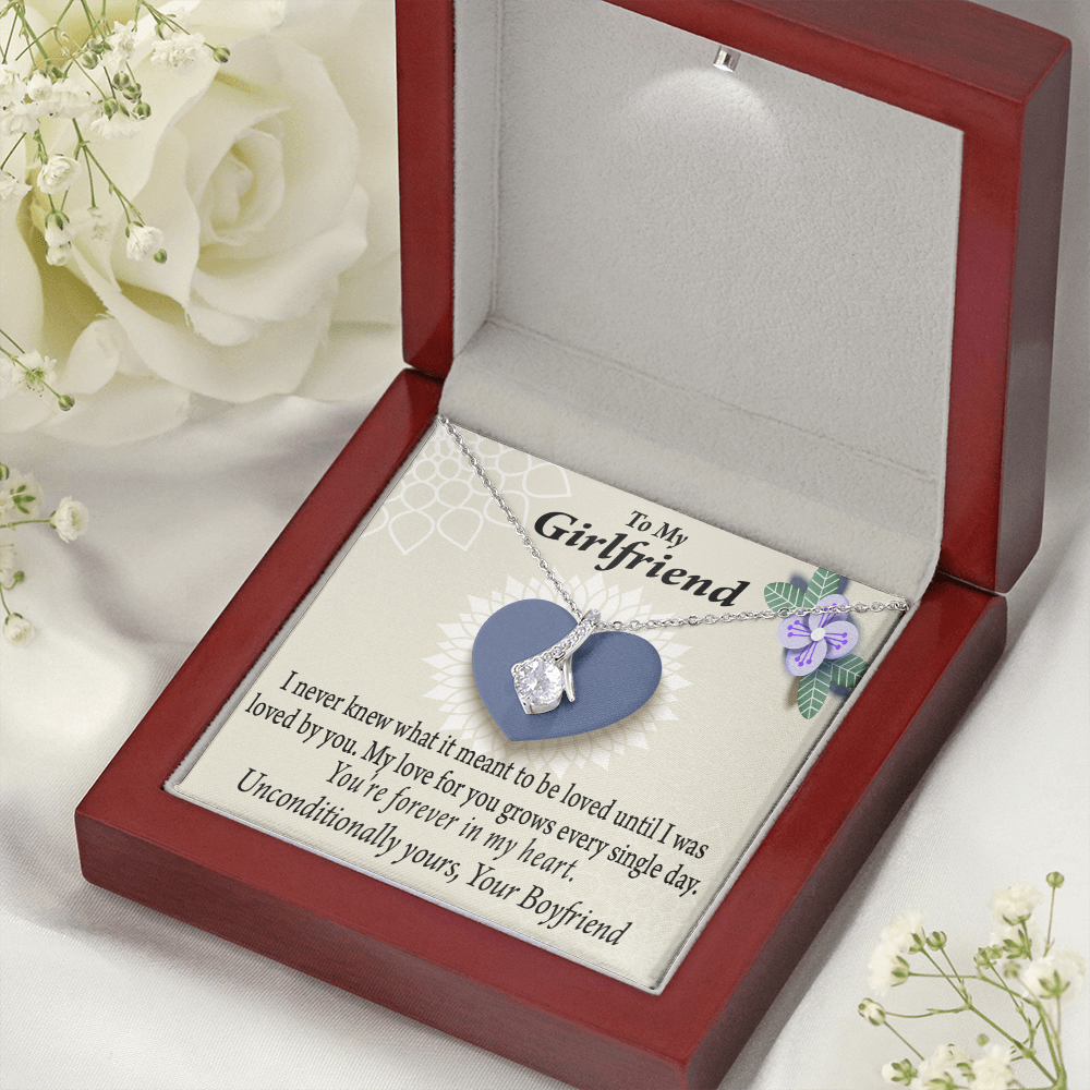 To My Girlfriend I Love You More Every Day Alluring Ribbon Necklace Message Card-Express Your Love Gifts