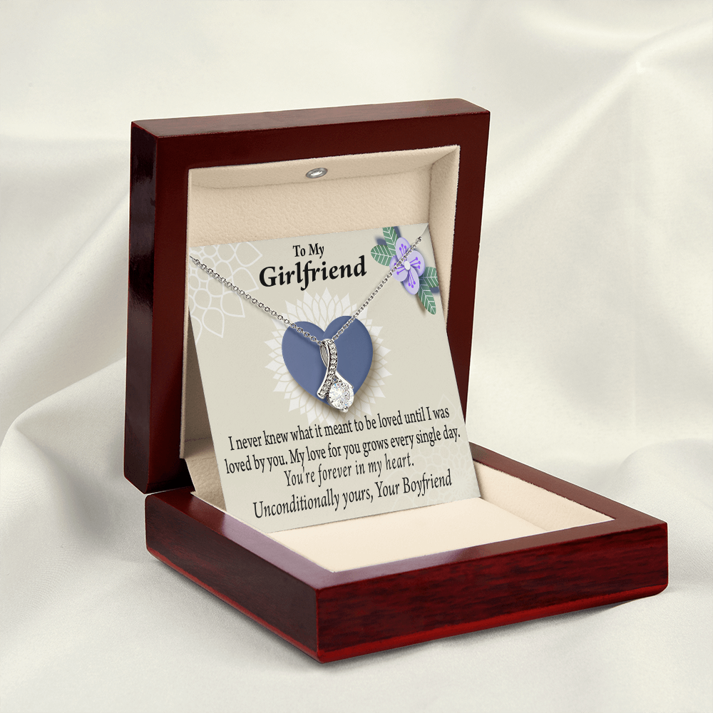 To My Girlfriend I Love You More Every Day Alluring Ribbon Necklace Message Card-Express Your Love Gifts
