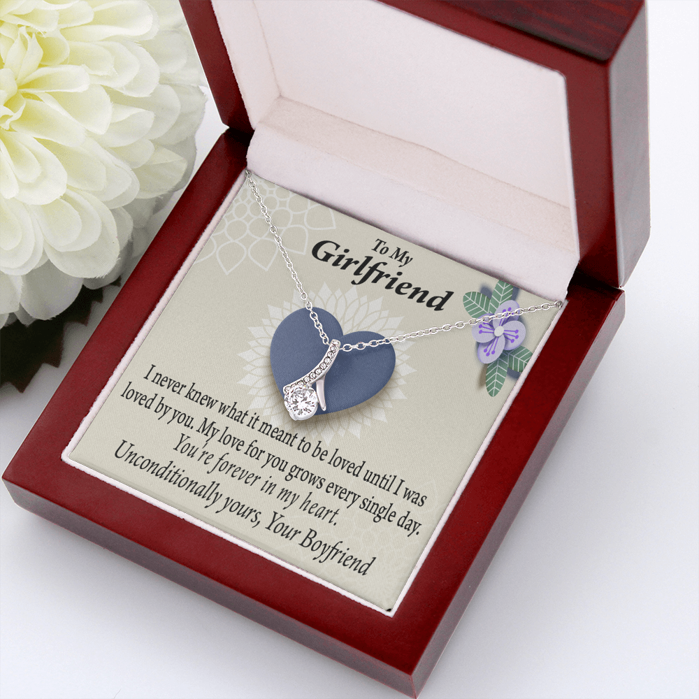 To My Girlfriend I Love You More Every Day Alluring Ribbon Necklace Message Card-Express Your Love Gifts