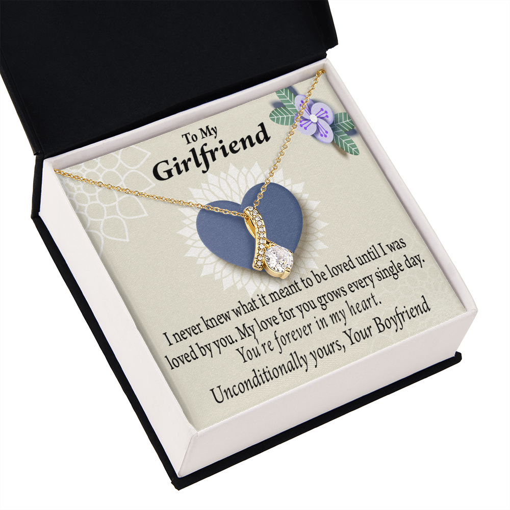 To My Girlfriend I Love You More Every Day Alluring Ribbon Necklace Message Card-Express Your Love Gifts