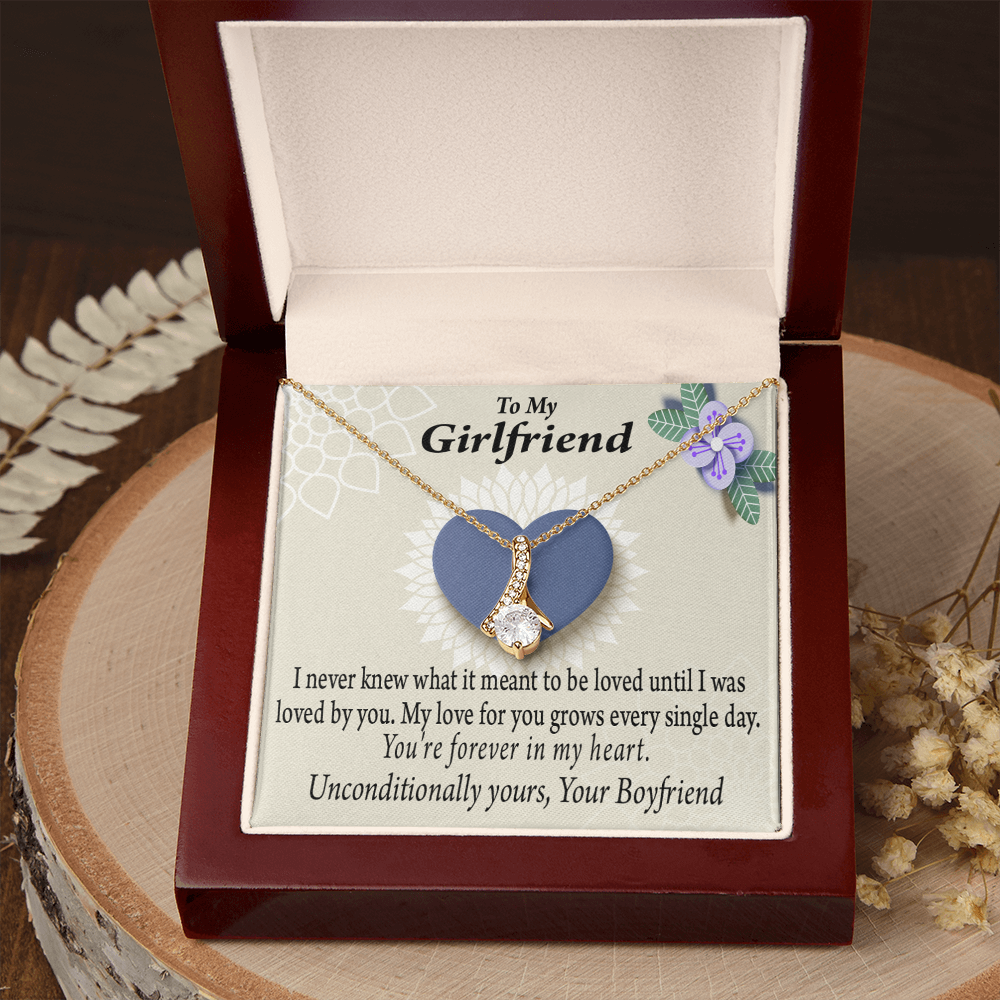 To My Girlfriend I Love You More Every Day Alluring Ribbon Necklace Message Card-Express Your Love Gifts