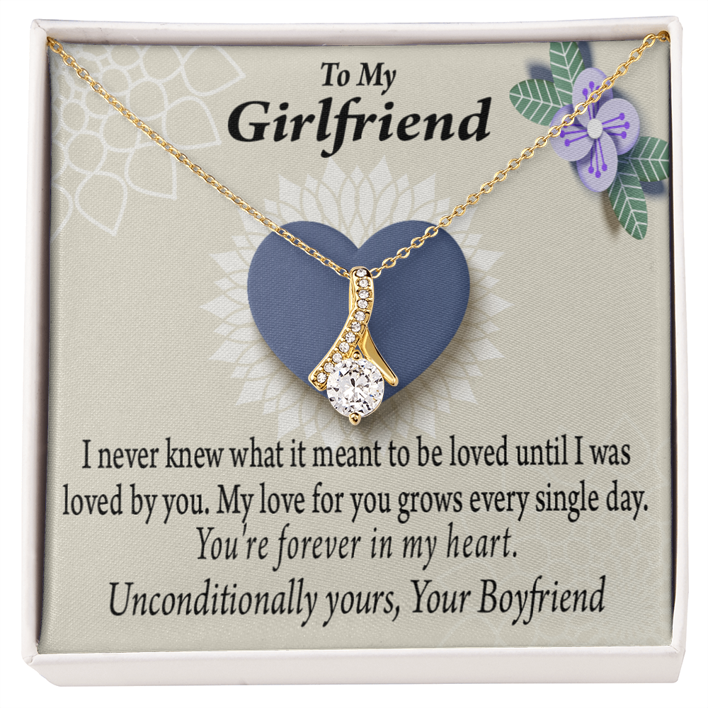To My Girlfriend I Love You More Every Day Alluring Ribbon Necklace Message Card-Express Your Love Gifts