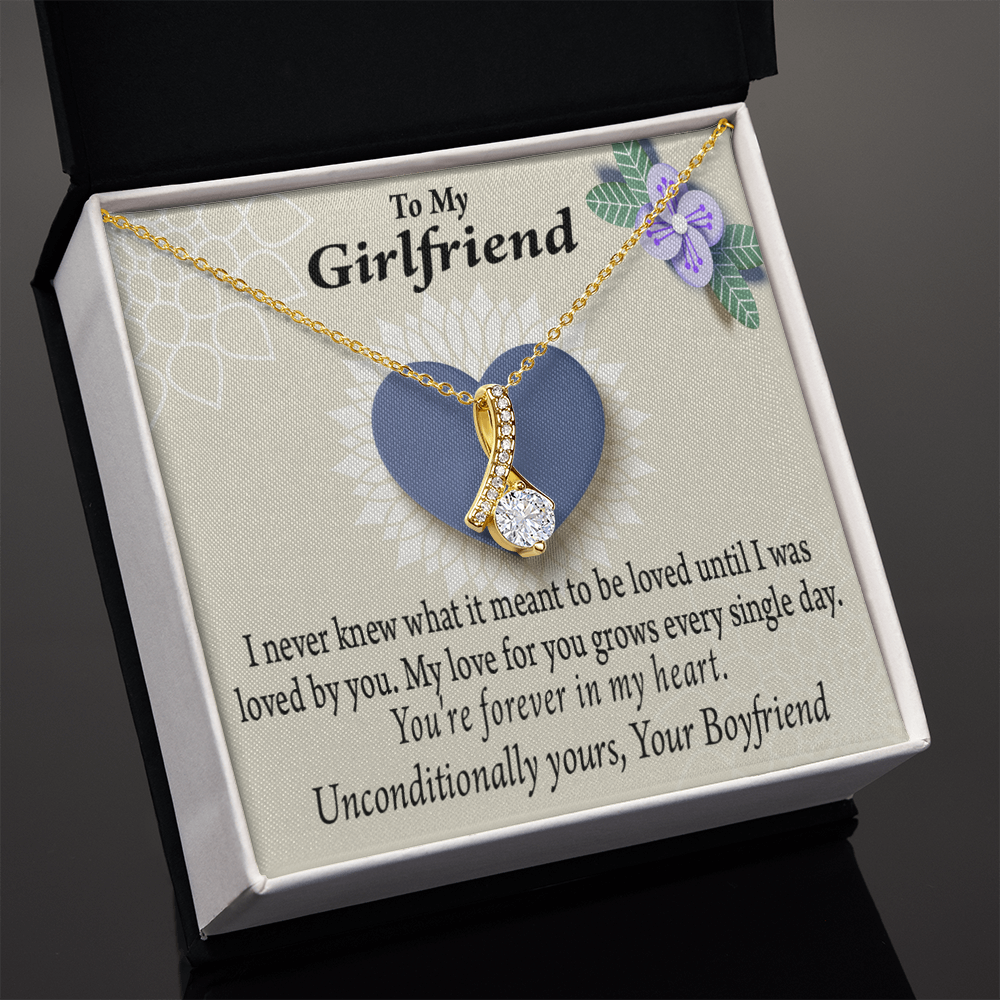 To My Girlfriend I Love You More Every Day Alluring Ribbon Necklace Message Card-Express Your Love Gifts