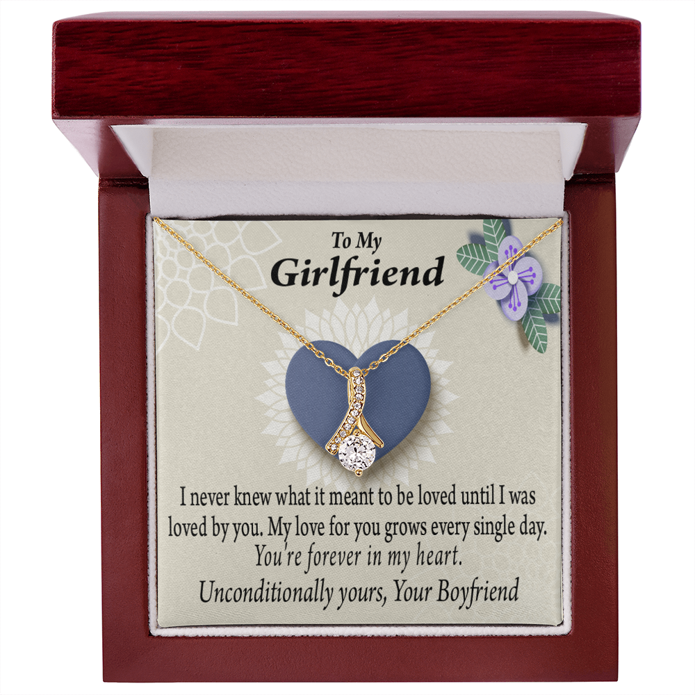 To My Girlfriend I Love You More Every Day Alluring Ribbon Necklace Message Card-Express Your Love Gifts