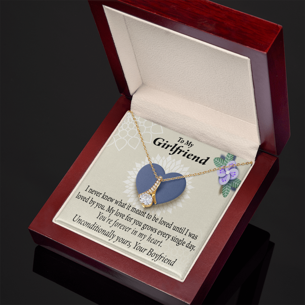 To My Girlfriend I Love You More Every Day Alluring Ribbon Necklace Message Card-Express Your Love Gifts