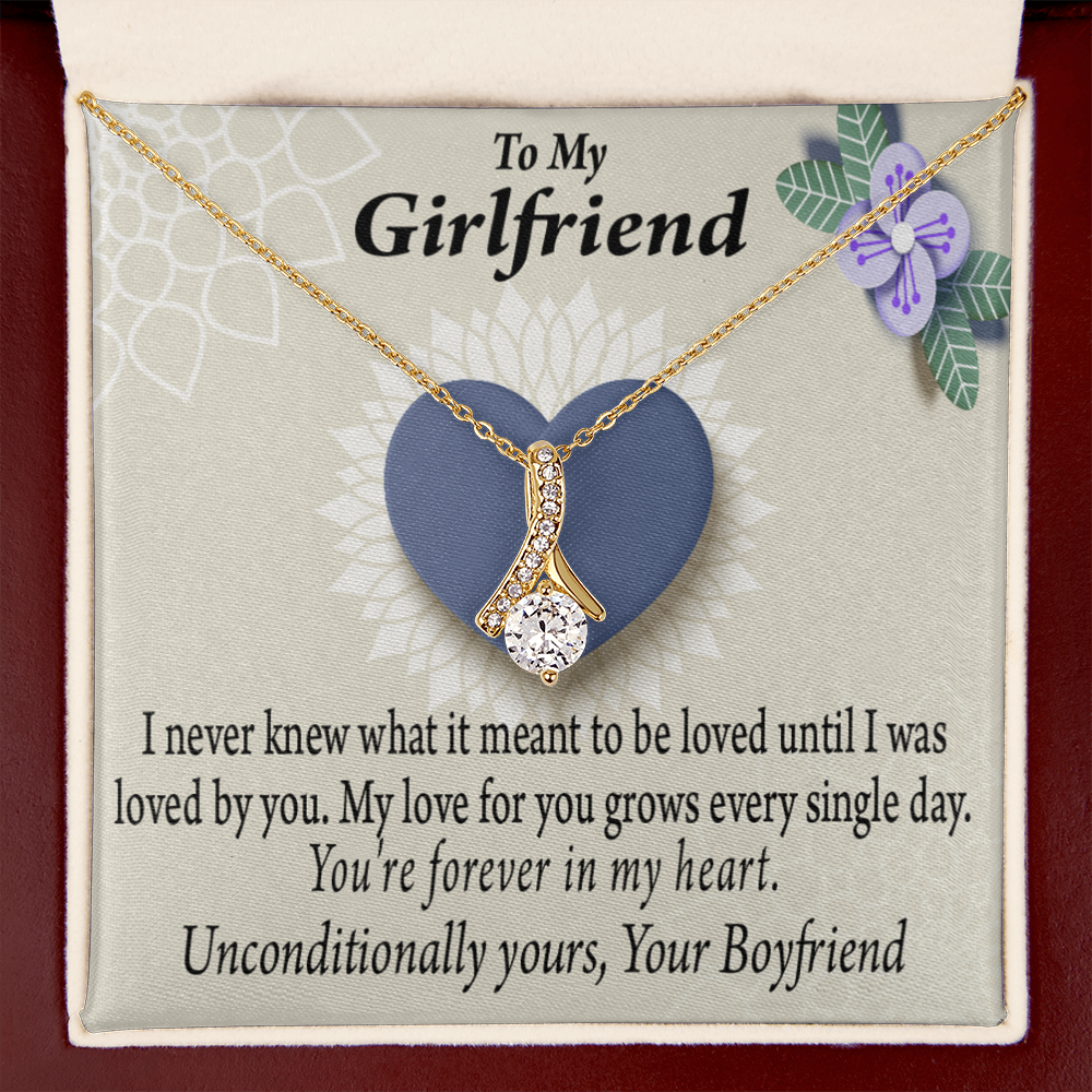 To My Girlfriend I Love You More Every Day Alluring Ribbon Necklace Message Card-Express Your Love Gifts