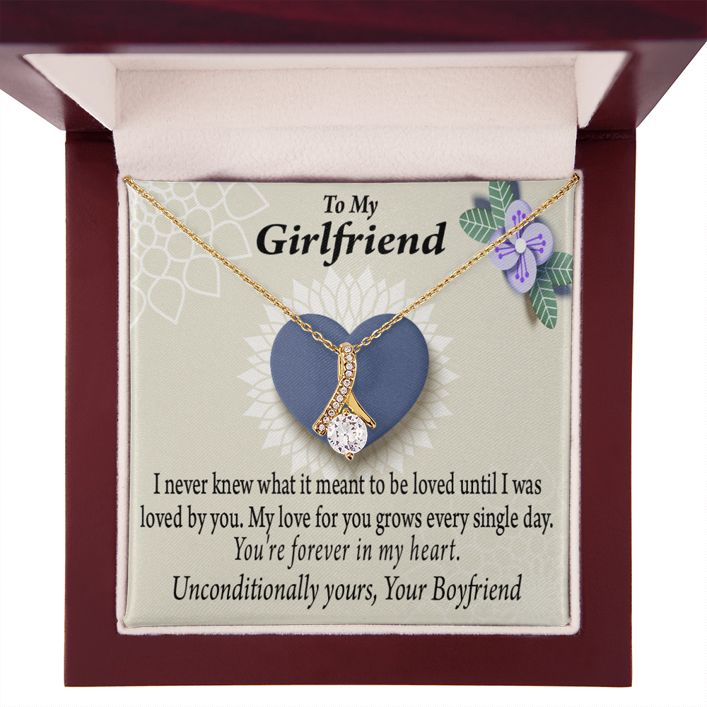 To My Girlfriend I Love You More Every Day Alluring Ribbon Necklace Message Card-Express Your Love Gifts