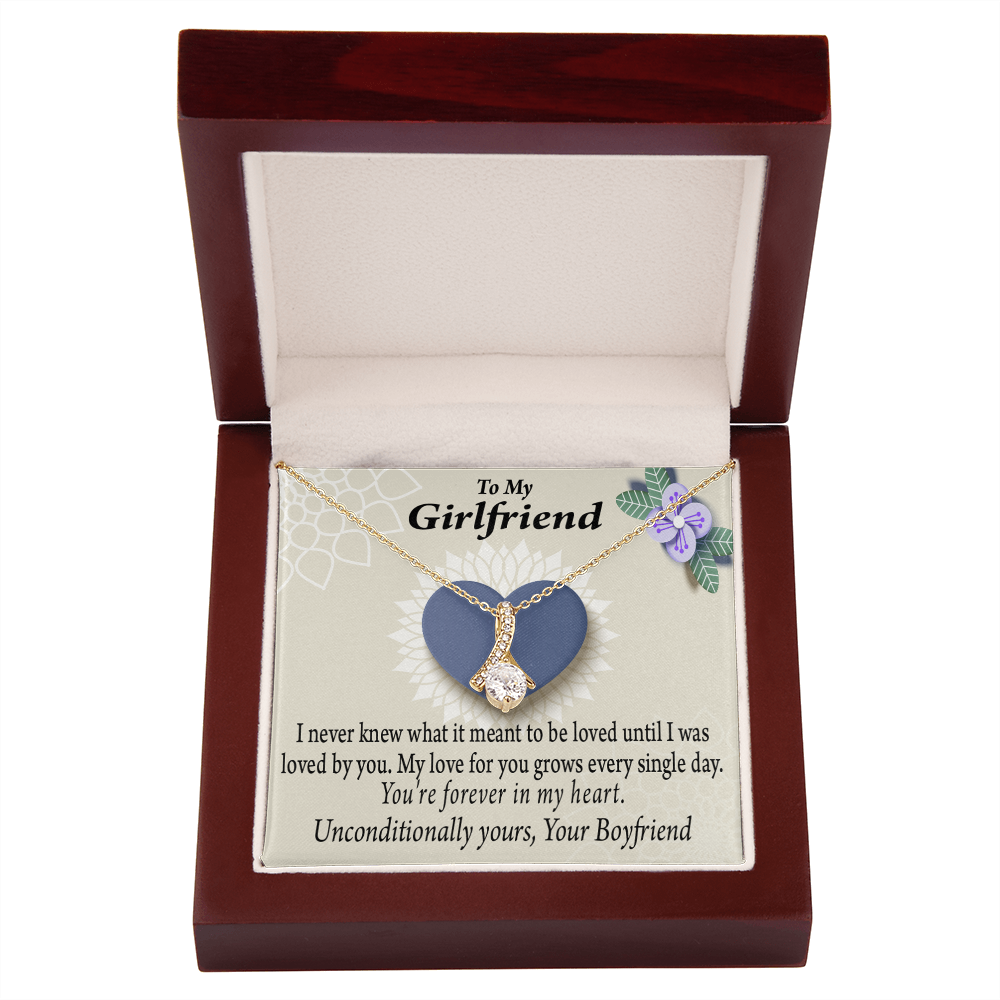To My Girlfriend I Love You More Every Day Alluring Ribbon Necklace Message Card-Express Your Love Gifts
