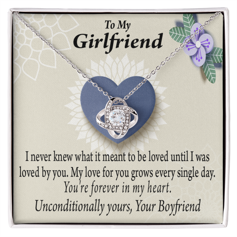 To My Girlfriend I Love You More Every Day Infinity Knot Necklace Message Card-Express Your Love Gifts