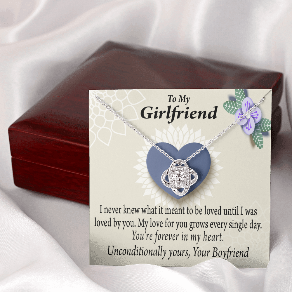 To My Girlfriend I Love You More Every Day Infinity Knot Necklace Message Card-Express Your Love Gifts