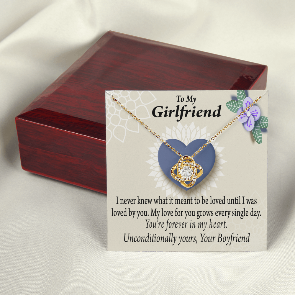 To My Girlfriend I Love You More Every Day Infinity Knot Necklace Message Card-Express Your Love Gifts