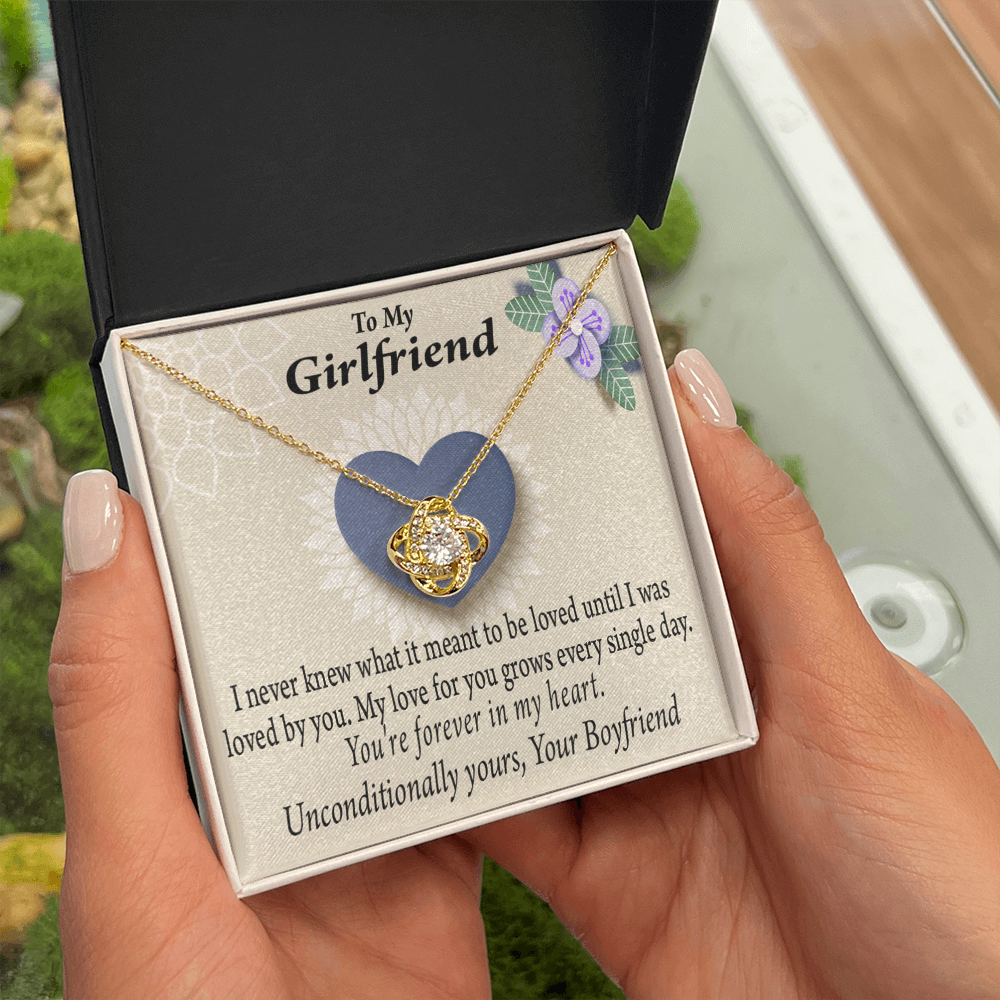 To My Girlfriend I Love You More Every Day Infinity Knot Necklace Message Card-Express Your Love Gifts