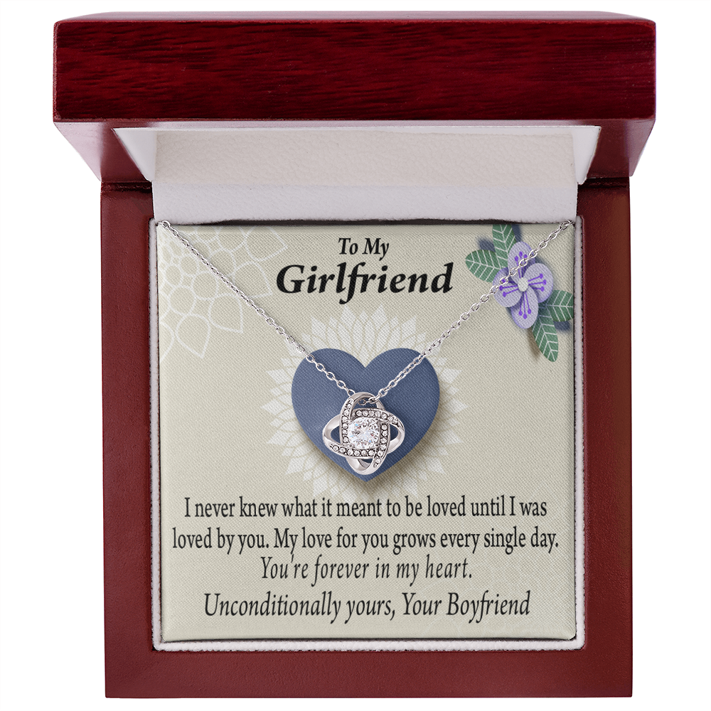 To My Girlfriend I Love You More Every Day Infinity Knot Necklace Message Card-Express Your Love Gifts