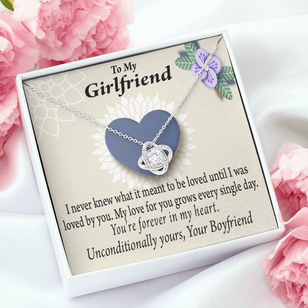 To My Girlfriend I Love You More Every Day Infinity Knot Necklace Message Card-Express Your Love Gifts