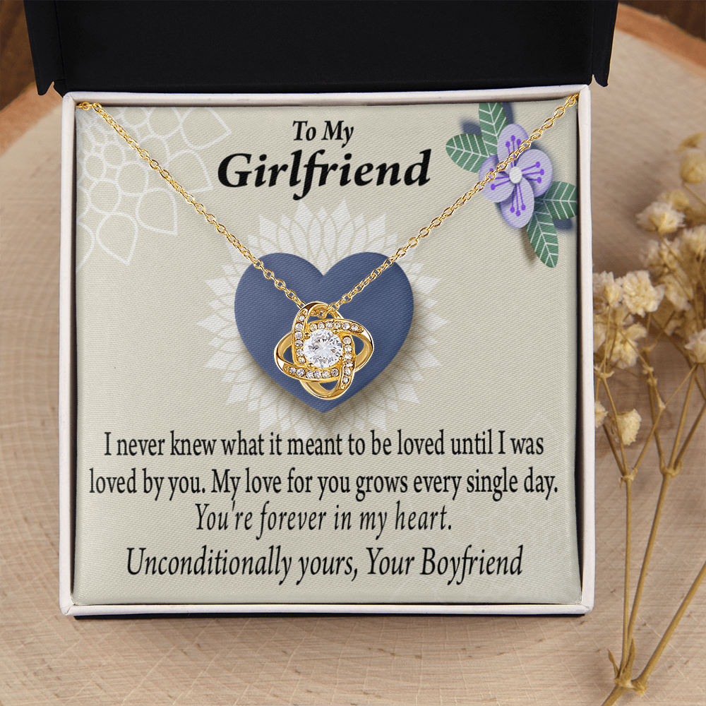 To My Girlfriend I Love You More Every Day Infinity Knot Necklace Message Card-Express Your Love Gifts