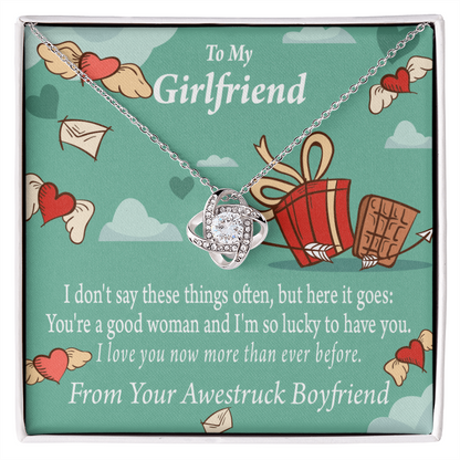To My Girlfriend I Love You Now More Than Ever Infinity Knot Necklace Message Card-Express Your Love Gifts