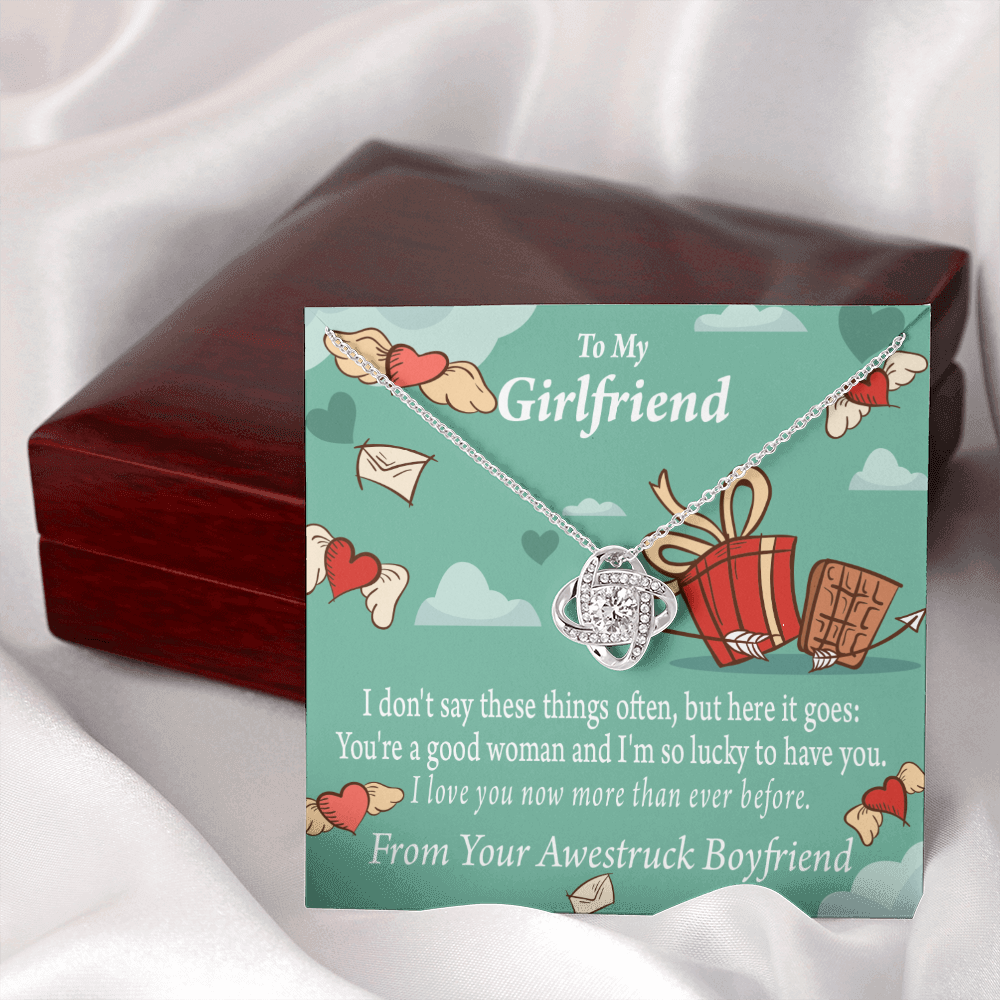 To My Girlfriend I Love You Now More Than Ever Infinity Knot Necklace Message Card-Express Your Love Gifts
