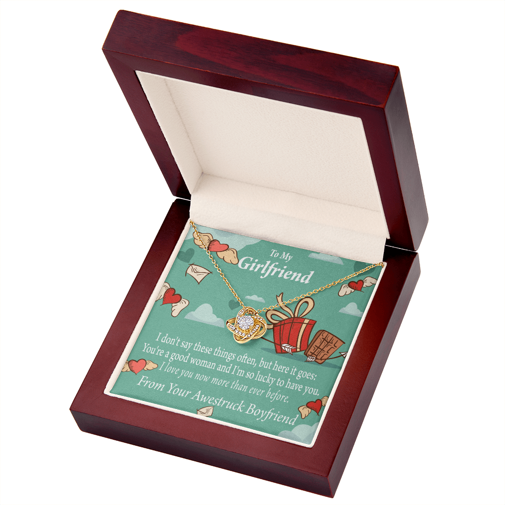 To My Girlfriend I Love You Now More Than Ever Infinity Knot Necklace Message Card-Express Your Love Gifts