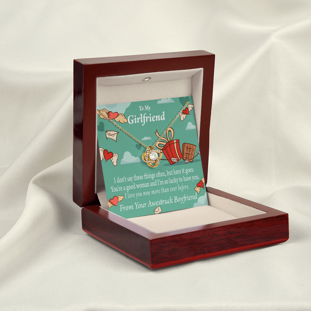 To My Girlfriend I Love You Now More Than Ever Infinity Knot Necklace Message Card-Express Your Love Gifts