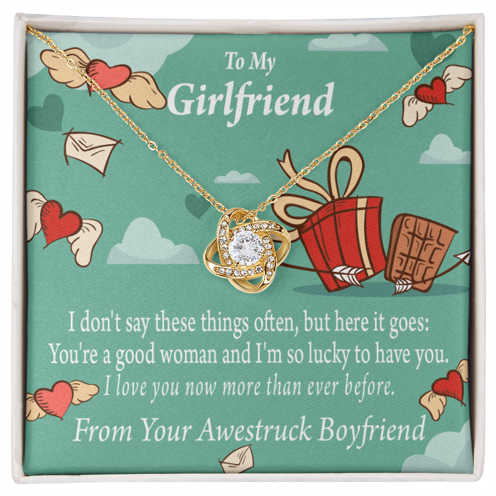 To My Girlfriend I Love You Now More Than Ever Infinity Knot Necklace Message Card-Express Your Love Gifts