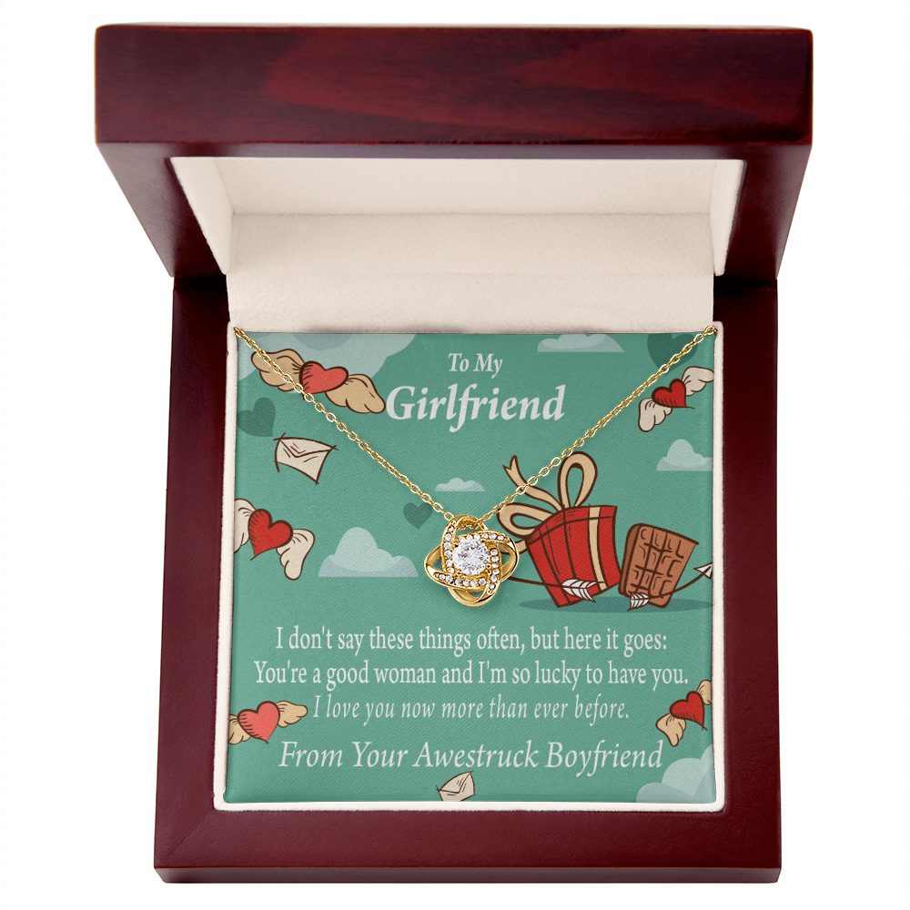 To My Girlfriend I Love You Now More Than Ever Infinity Knot Necklace Message Card-Express Your Love Gifts