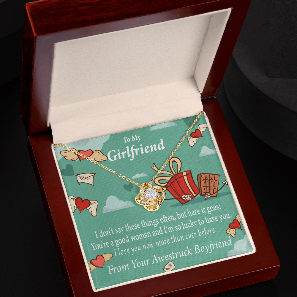 To My Girlfriend I Love You Now More Than Ever Infinity Knot Necklace Message Card-Express Your Love Gifts