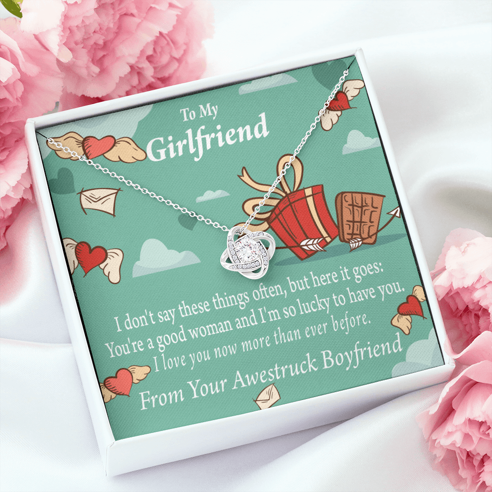 To My Girlfriend I Love You Now More Than Ever Infinity Knot Necklace Message Card-Express Your Love Gifts