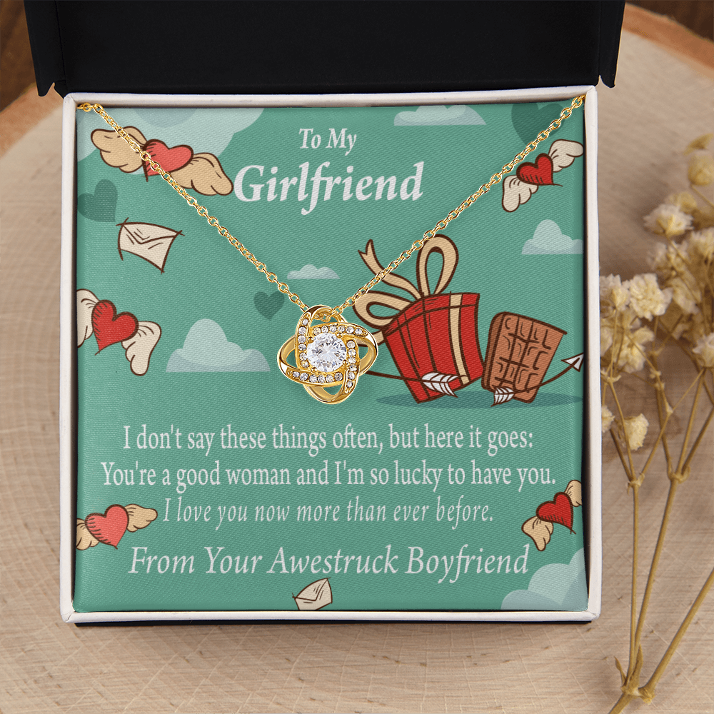To My Girlfriend I Love You Now More Than Ever Infinity Knot Necklace Message Card-Express Your Love Gifts