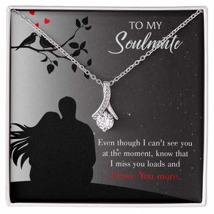 To My Girlfriend I Miss You Loads Alluring Ribbon Necklace Message Card-Express Your Love Gifts